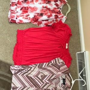 Jeans, tops, and dresses